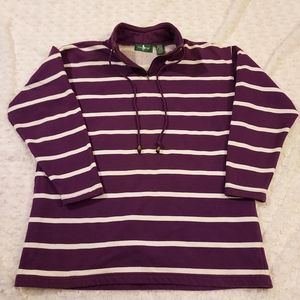 Hunt Club Plum & White Striped Pullover Sweatshirt Preppy Academia Med